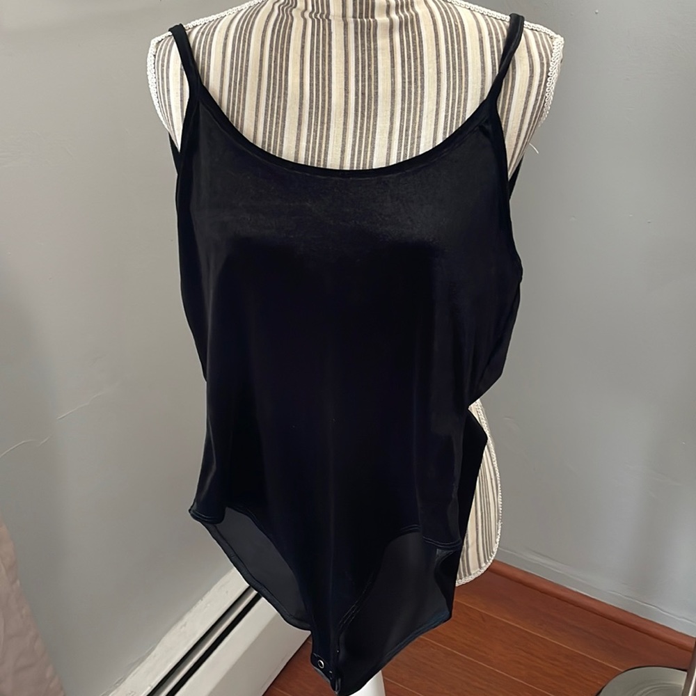 Black Velour Knit Bodysuit